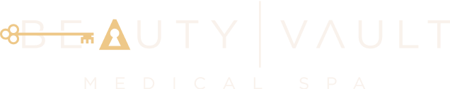 Logo of Beauty Vault Medical Spa, featuring a stylish design with a key and geometric elements, representing luxury and aesthetic services.